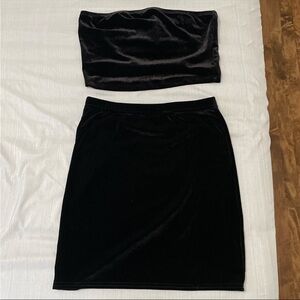 Velour mini Skirt and top